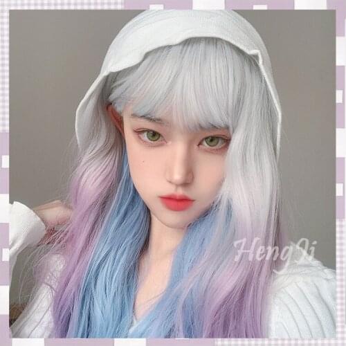PAGEUP Long Straight Hair Liu Haibo Bo Cosplay Wig Lolita Wig Natural Black Light Pink Gold Womens Synthetic Wig