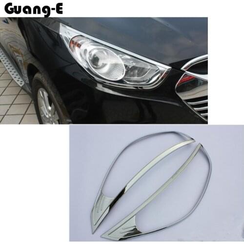 Car Body Front Head Light Lamp Hood Molding Frame Stick ABS Chrome Cover Trim 2pcs For Hyundai IX35 2010 2011 2012-2017