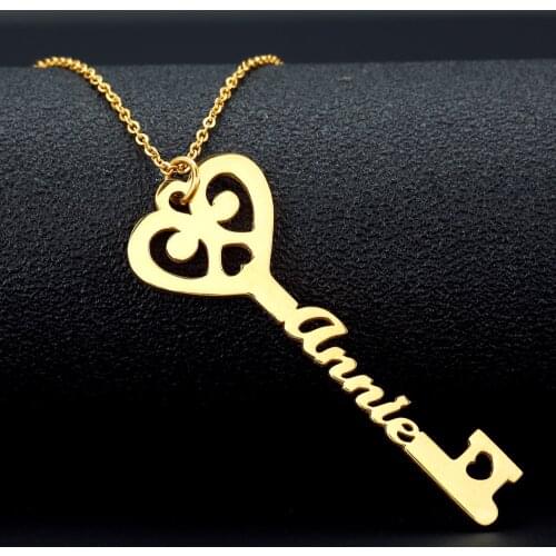 Personalized Necklace Key Font Name Necklace For Women Men Customized Bijoux Femme Best Friends Gift Halloween Custom Jewelry