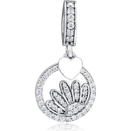 Fits for Pandora Beads Bracelets Necklaces 100% 925 Sterling Silver Half Daisy Charms Free Shipping