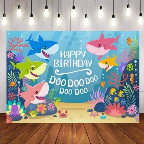 Underwater World Shark Photography Backdrop Kids Birthday Party Baby Shower Sea Corals Photo Studio Background Decor Banner Prop