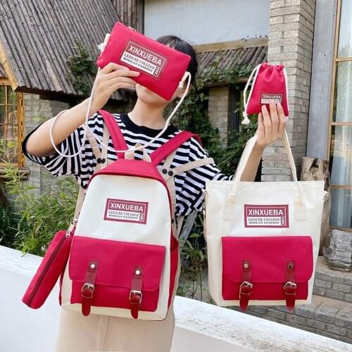 Casual Backpacks New Fashion Women Backpacks Set School Bag Cute Korean College Shoulder Bags For Teenage Girls Kids Book Bag