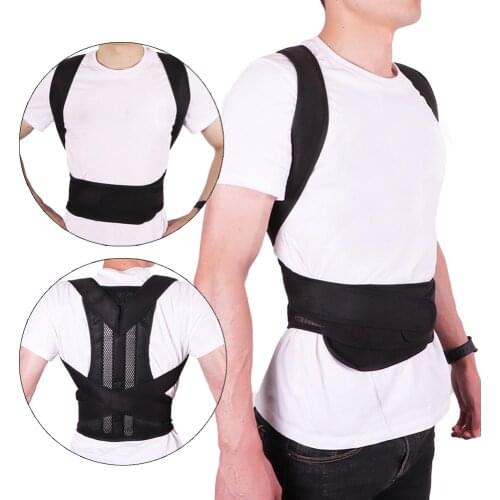 Adjustable Black Back Posture Corrector Shoulder Lumbar Spine Brace Support Belt Health Care for Men Women Unisex