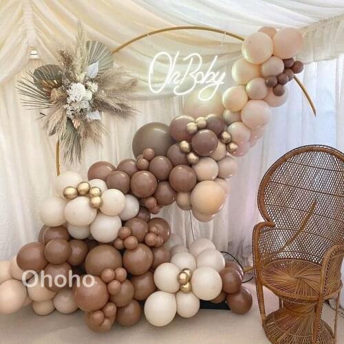 Retro Balloon Garland Arch Kit Coffee Blush Gold Balloons Decoration for Birthday Rustic Wedding Gender Reveal Baby Shower