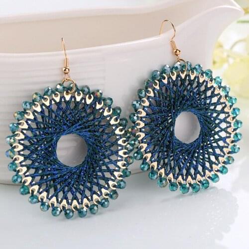 Christmas Geometric Crystal Silk Thread Alloy Earring Bohemian Metal Retro Vintage Statement Trend Originality Earrings