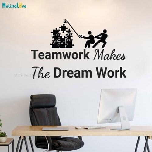 Unity Is Strength Teamwork Office Vinyl Wall Decal Puzzles Work Together Style Stickers Murals Removable YT4406