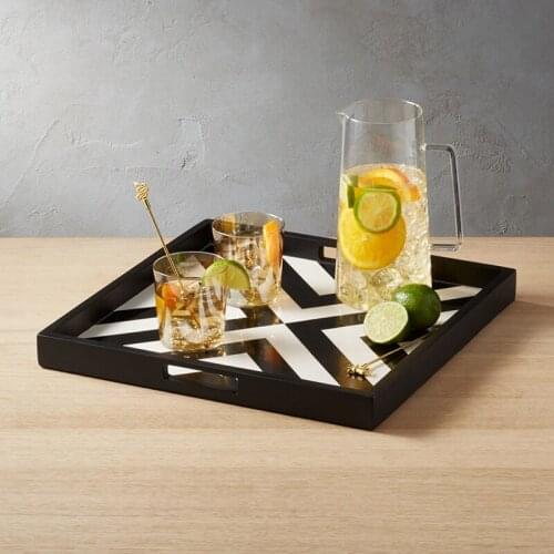 Nordic Creative Tea Tray Handmade Wooden Decorative Food Coffee Serving Luxury Tea Tray Bandeja Madera Kitchen Teaware DB60TP