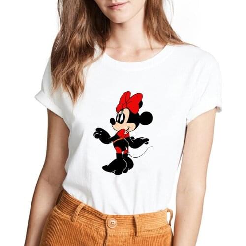 Disney Minnie Mouse Cos Incredibles Elastigirl Funny T Shirt Women White Casual Homme Cool Hipster Punk Anime Streetwear Tshirt