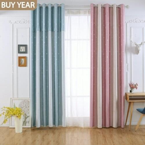 Modern Curtains for Living Dining Room Bedroom Simple Vertical Strip Star Jacquard Curtains Fabric Window Blue Pink Curtains