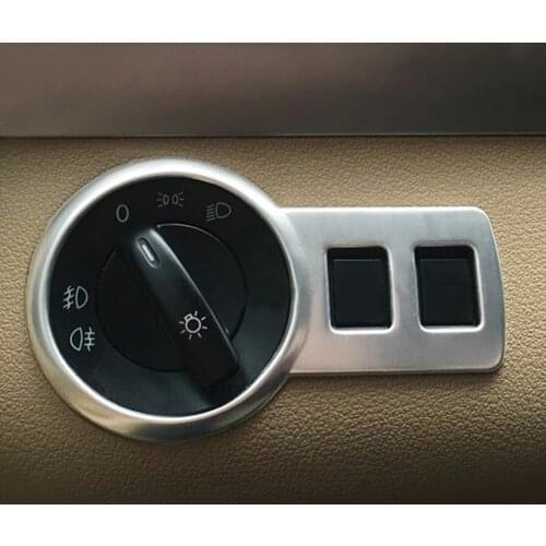 Car styling , stainless steel headlight switch cover stickers For Volkswagen VW Touran 2010-2015 Caddy Alltrack Car accessories