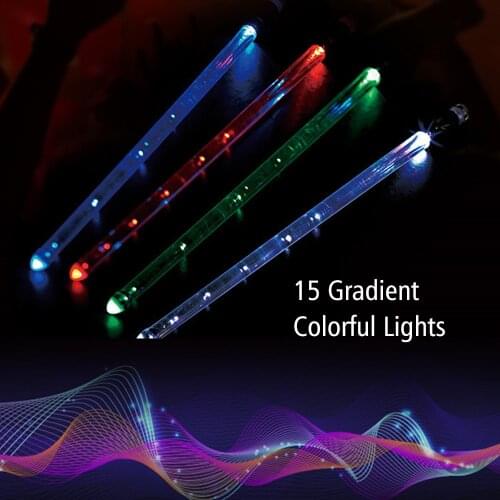 LED Light Up Drumsticks Jazz Drum Sticks 15 Gradient Colorful Lights USB Charging with ON/OFF Switch Drumstick Drum Accessories