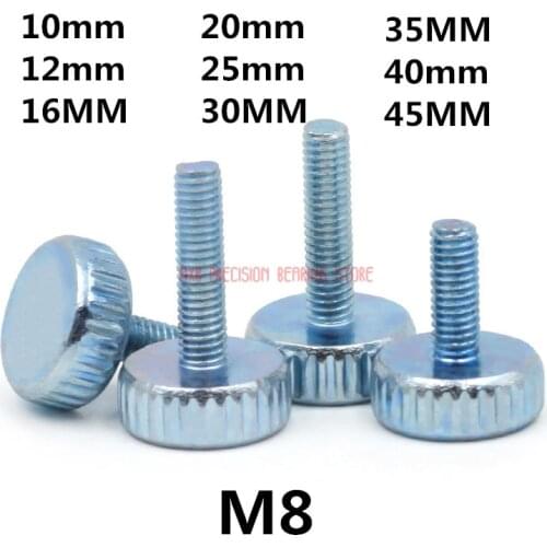 5Pcs DIN653 GB835 M8*(10/12/16/20/25/30/35/40/45/50)mm Knurling Flat Head Knurled Thumb Screw Hand Tighten Computer Screws