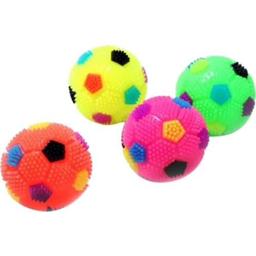 Dog Chew Toy Soccer Ball Clean Teeth Promotes Dental Gum Health Pet Flashing LED Light Molar Bite-Resistant Toy Random Color