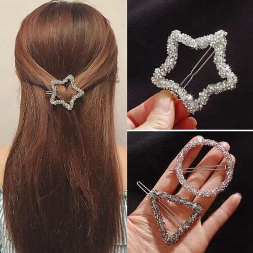1pc Glitter Rhinestone Decor Hair Barrette Fashion Geometric Hair Clip Rhinestone Bobby Pin For Women Girls Hair Accessories