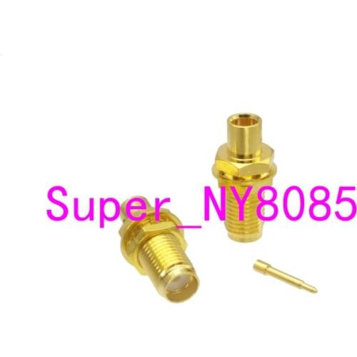 1Pcs Connector RP*SMA female plug Nut bulkhead semi-rigid RG402 0.141" Cable straight RF Coaxial