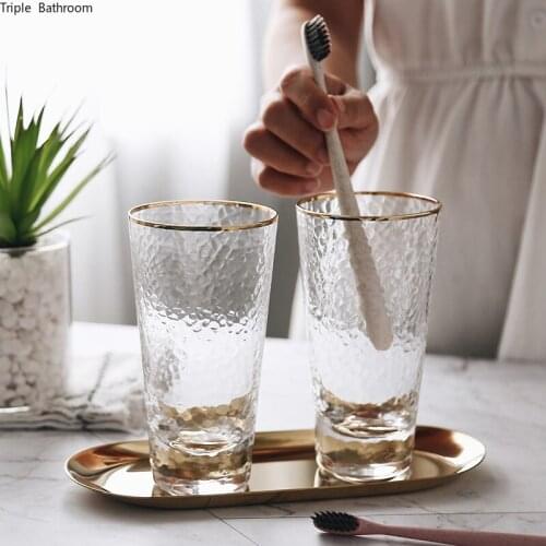 Creative Pattern Couple Glass Home Bathroom Accessories Set Gargle Cup Wash Mug Bath Teeth Brushing Cup Metal Tray Give Gifts