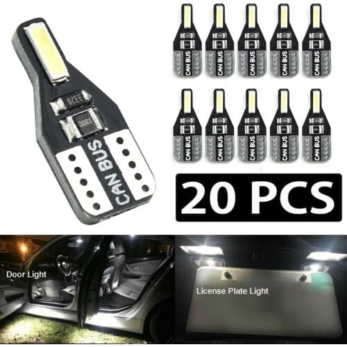 20X T10 194 168 CANBUS LED License Plate Interior Bright Wedge Light Bulbs White LED Interior Light Bulbs