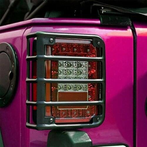 2x Black Rear Tail Euro Light Lamp Guard Set Cover For Jeep Wrangler JK 07-18