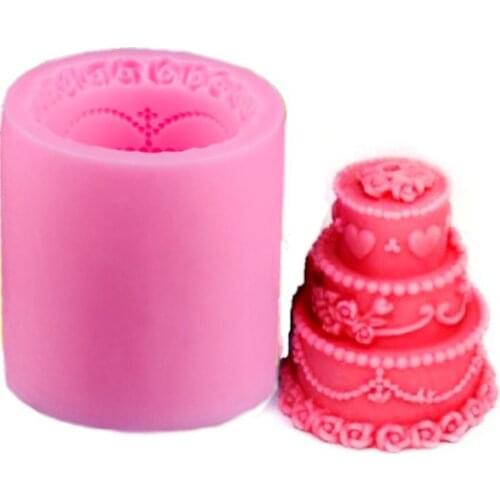 3D Wedding Cake Silicone Candle Mold DIY Soap Clay Making Chocolate Decorating