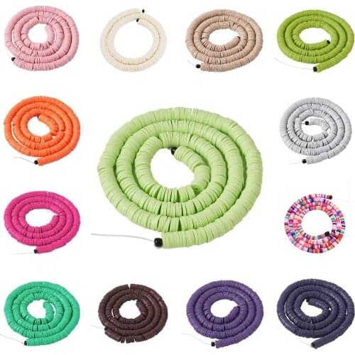 4mm 6mm 8mm Polymer Clay Heishi Beads Chip Disc Flat Round Loose Beads for DIY Fashion Jewelry Making Bracelet 380~400pcs/strand