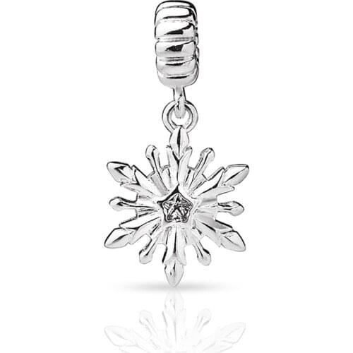 Hot Sale Silver Color Charm Bead Snowflake Pendant Beads For Original Pandora Charm Bracelets & Bangles Jewelry