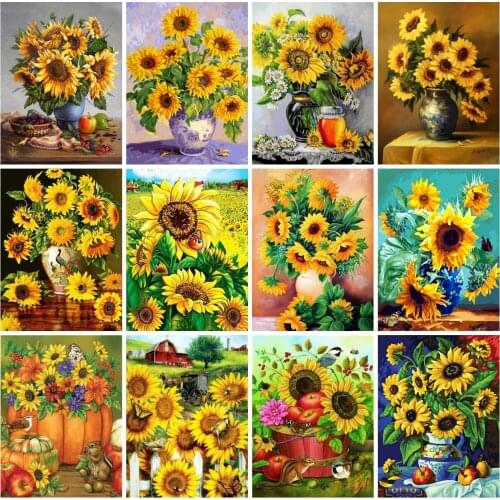 EverShine Diamond Painting Full Square Flowers Picture Rhinestones Diamond Art Mosaic Bead Embroidery Sunflowers Kits