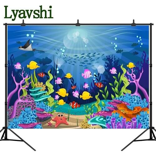 Photography Backgrounds Baby Fseaanimal with beautiful underwater scenerycustom made Birthday Party Photo Backdrops Photocall
