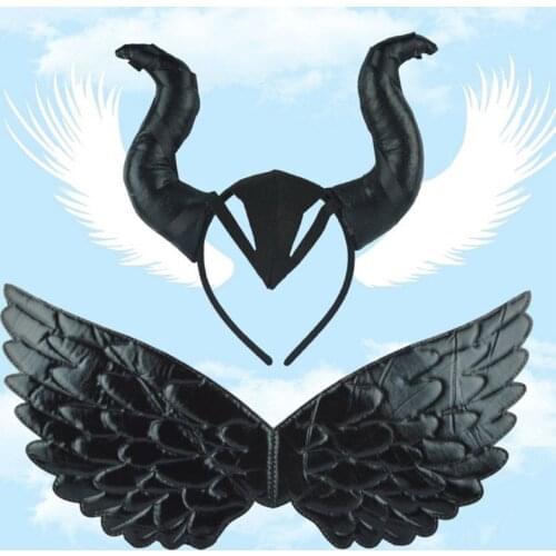 Halloween Cosplay Maleficent Witch Horns Hat Headwear Mask Headgear Helmet Party 667A