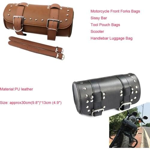 Motorcycle Fork Tool Bags Storage Leather Travel Pouch Front Luggage Bag For Harley Sportster Touring Softail Dyna Road King New