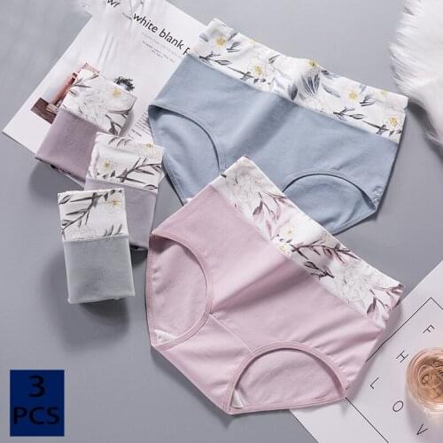 Fashion Womens Panties,High Waist Abdomen Cotton Underpants Women Large Size Printed Girls Briefs Women Cotton Triangle Panties