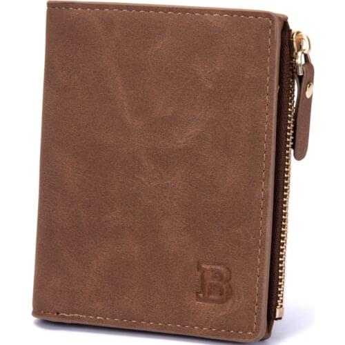 Male Short Zipper Wallets Mens PU Leather Wallet for US Dollar Cash Leisure Bi-Fold Card Holder Coin Purse Photo Holders Casual