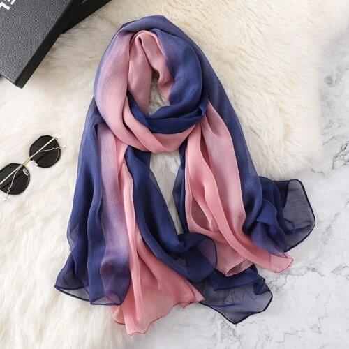 RUNMEIFA 2019 New Fashion Spring Solid Silk Scarf For Women/Ladies Gradient Long Soft Wraps and Shawls Beach Female Foulard