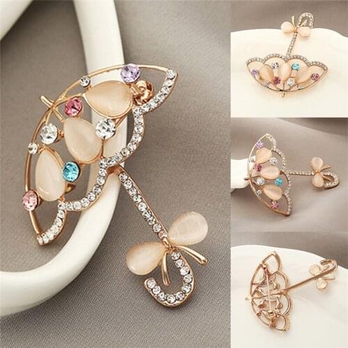 New Opal Rhinestone Umbrella Brooch Pin Cute Korea Style Brooches For Women