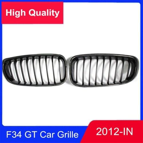2pcs New Single Line Car Front Hood Grille For BMW 3 Series GT F34 ABS Bright Black Car Kidney Grill Grille 2012-IN