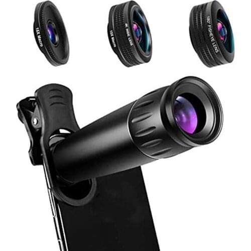 Phone Camera Lens 22X Telescope Zoom Lens, 4K HD 0.67X Super Wide Angle Lens, Metal Tripod And Phone Fish Eye Len