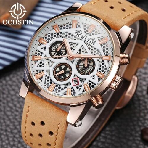OCHSTIN Chronograph Date Mens Watch 3 Workable Sub-dials Quartz Sport Watch Military Watch Men Wristwatch relogio masculino