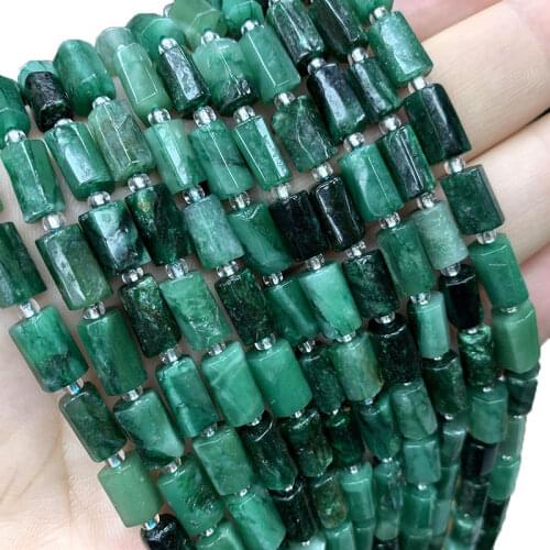 Wholesale 100% Natural Stone Emerald Chrysoprase Faceted Cylinder Spacer Beads For Jewelry Making DIY Bracelet Necklace Charms