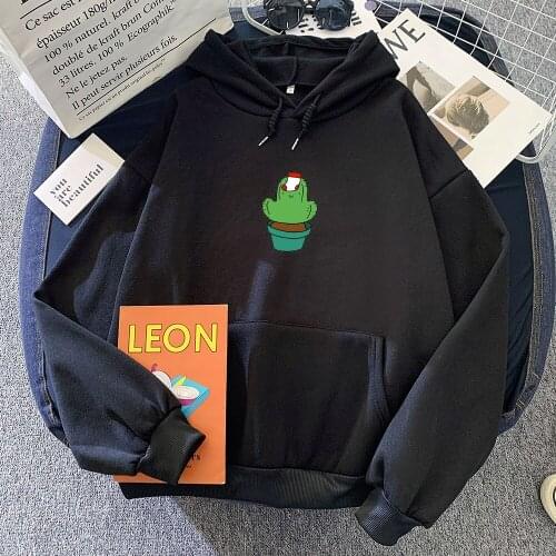 Autumn Winter Loose Cactus Printed Funny Hoodies Harajuku Long Sleeve Hip Hop Women Hooded Oversized Sweatshirt Korean Clothes