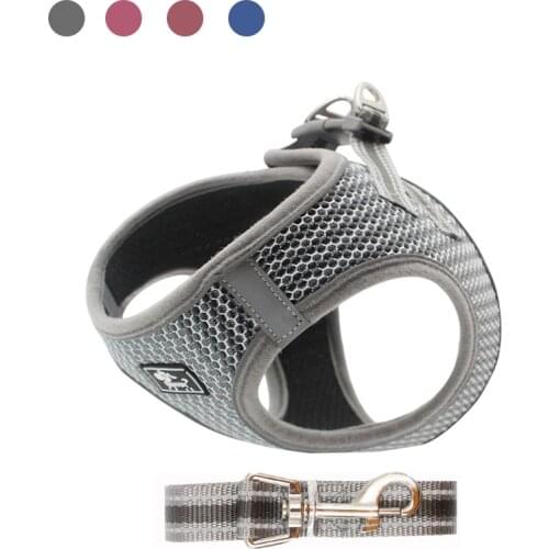 Breathable Mesh Small Dog Pet Harness and Leash Set Puppy Cat Vest Harness Collar For Chihuahua Pug Bulldog Cat arnes perro