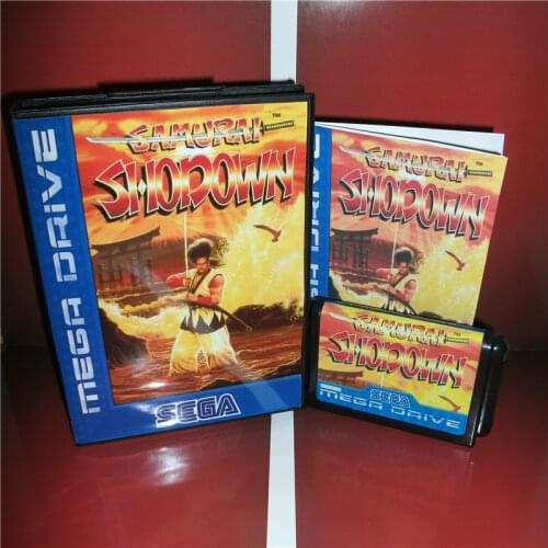 Samurai Shodown EU Cover with box and manual For Sega Megadrive Genesis Video Game Console 16 bit card
