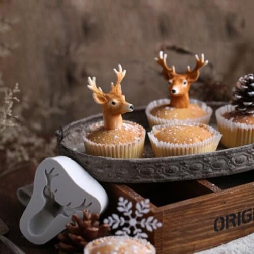 Merry Christmas Elk Mold Fondant Cakes Decorating Tools Silicone Molds Sugarcraft Chocolate Baking Tools For Cakes Gumpaste Form
