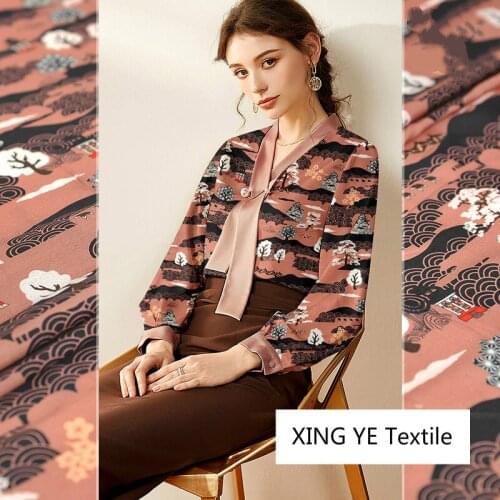 Mulberry Silk Crepe Fabric Spring Summer Cloth Clothing Female Skirt Tops Shirts by the Meter for Sewing Material Home Textile