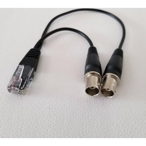 RJ48 RJ45 Male to Dual BNC Female Adapter E1 2M Data Extension Cable for Relay Digital Voice Card Black 28cm