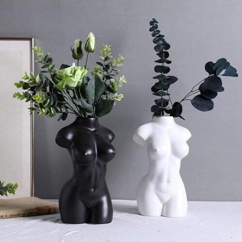 Home Decor Resin Vase Flower Vase Art Statue Female Body Sculpture Modern Room Decor Office Wedding Decoration Desktop Ornaments