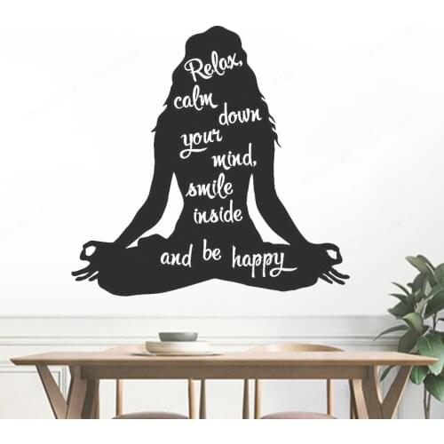 Yoga Vinyl wall sticker for women inspirational quote vinyl wall sticker home decoration living room gym Removable mural HL203