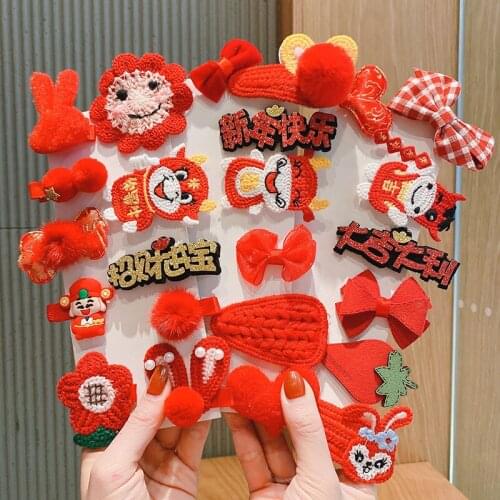 5/8 Pcs/Set 2020 New Children Cute Knit Cartoon Flower Fruit Ornament Hair Clips Baby Girl Lovely Hairpins Kid Hair Accessories
