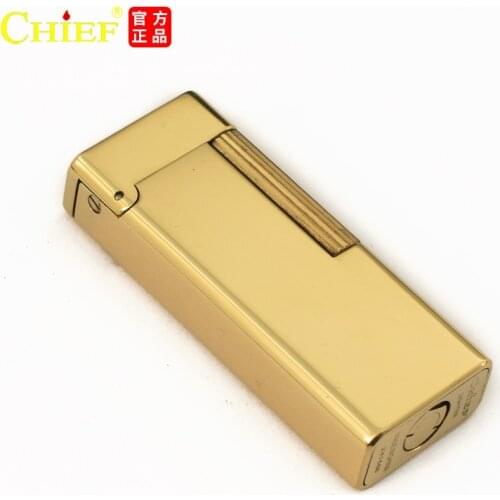 Chief Gasoline Lighter Brass Metal Material Sliding Ignition Creative Vintage Grinding Wheel Men’S Gift 59*24*12mm