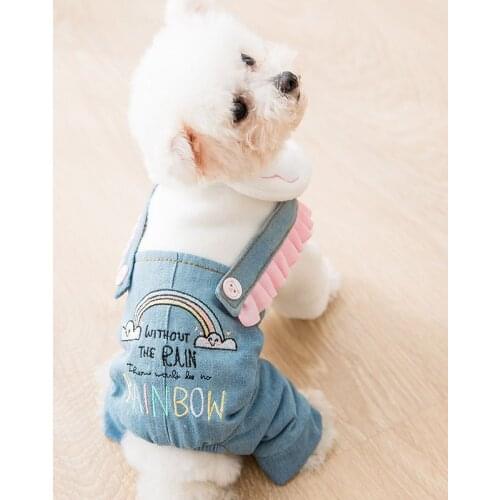 Pet Jumpsuits Dog Cowboy Rompers Teddy Jean Jumpsuit Pomeranian Rainbow Costume Clothes Pug Clothes