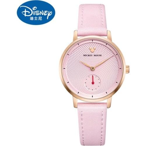 Disney Original Mickey Mouse Womens Girls Wristwatches Quartz Genuine Leather Fashion Ladies Watches Waterproof New Gift Clocks
