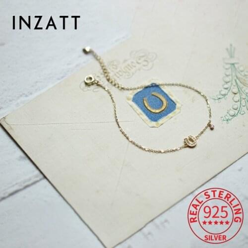 INZATT Real 925 Sterling Silver Heart Zircon Letter U 14K Chain Bracelet For Women Mminimalist Fine Jewelry Punk Accessories